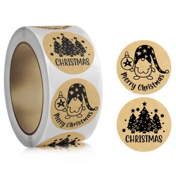 Brown Christmas Sealing Stickers - Aesthetic Kraft Paper Thank You Decor Labels