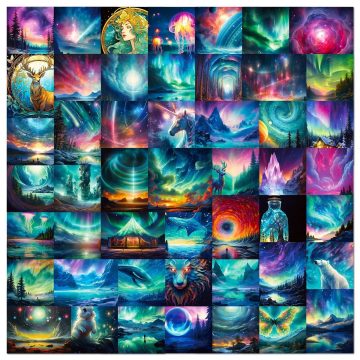Northern Lights Aesthetic Stickers for Notebook Guitar Luggage