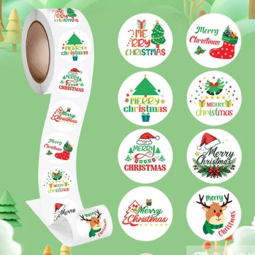 Merry Christmas Round Tags for Gift Packaging, Baking, and Stationery