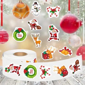 Christmas Stickers Elks, Snowmen, Santa & Bells Themed DIY Holiday Labels