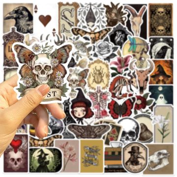 Gothic Horror Skull Witch Girls Stickers - Retro Graffiti Decals for Laptop Motorcycle Skateboard