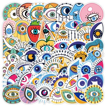 Cartoon Mysterious Eyes Graffiti Stickers for Helmet, Wall, DIY Decoration