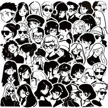 Black & White Graffiti Cartoon Waterproof Stickers