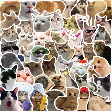 Animal Meme Cat Stickers - Kawaii Graffiti Decals for Diary Suitcase Laptop