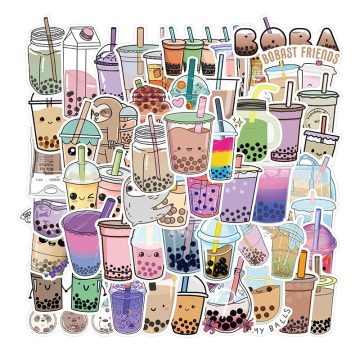 Kawaii Pearl Drink PVC Stickers - Sketchbook Decoration for Laptop, School