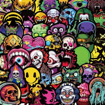 Gothic Skull Ghost Face Waterproof Stickers for Laptop Skateboard Helmet