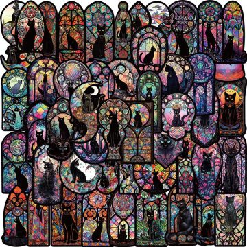 Gothic Cat Cartoon Stickers - Cool Dark Graffiti PVC Decals for Motorcycle Fridge