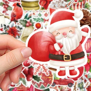 Christmas Watercolor Stickers for Helmet, Wall, and DIY Decoration