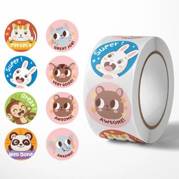 Cute Cartoon Animals Reward Stickers School Teacher Supplies Classic Toy Gift Sealing Decor Stationery