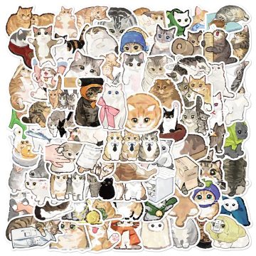 Watercolor Cat Cartoon Stickers Funny Animal Fridge