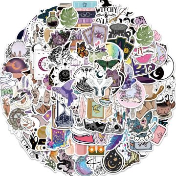 Boho Witch Crystal Aesthetic Stickers - Laptop & Skateboard Decals
