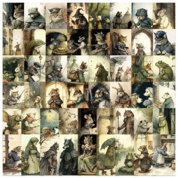 Fairy Tales Animal Vintage Illustration Stickers for Scrapbook Phone