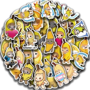 Banana Cat Kawaii Cartoon Stickers for Scrapbooking and Laptop