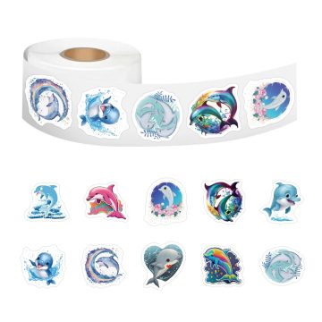 Cute Dolphin Reward Stickers Kids Toys DIY Scrapbook Party Gift Decoration Label Stationery