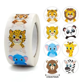 Round Animal Reward Stickers for Kids & Teachers