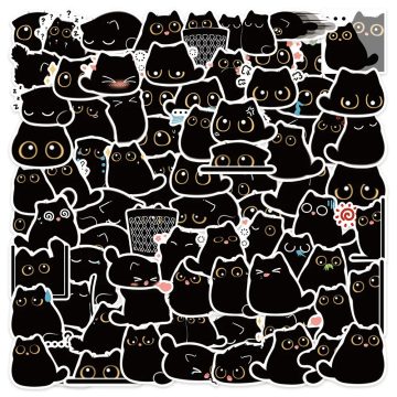 Coal Briquette Cat Stickers - Kawaii Kitten Decals for Fridge Scrapbook