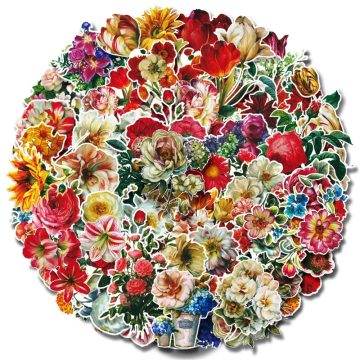 Vintage Flower Journal Stickers - Decorative Graffiti Decals