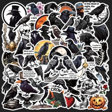 Black Crow Graffiti Stickers for Helmet, Wall, Desk, DIY Decor