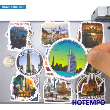 Travel Stickers Famous Cityscapes Places of Interest Art Graffiti for DIY Creative Decoration