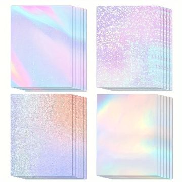 Holographic Clear Vinyl Self-Adhesive Stickers for Photos, Pictures, Cards, Crafts (A4 size, 4 styles)