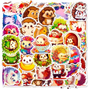 Cartoon Animal Hedgehog Waterproof Sticker for Refrigerator Cup Helmet