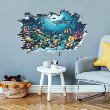 3D Underwater Shark Wall Sticker - Ocean Theme Kids Room Decor