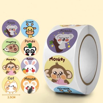 Cartoon Animal Praise Stickers 1-Inch Labels for Kids Rewards and Party Packaging