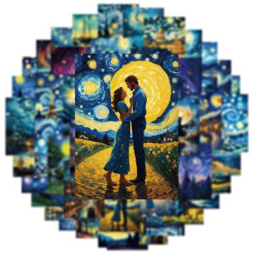 Van Gogh Starry Night Art Stickers for Phone Laptop Bike