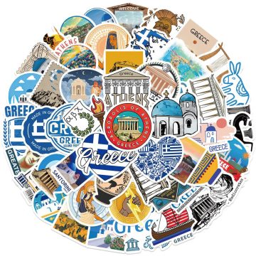Greece City Travel Aesthetic Stickers for Scrapbook Luggage