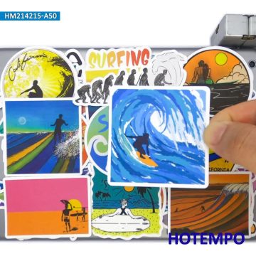 Summer Beach Surfing Travel Stickers for Scrapbooks and Gear