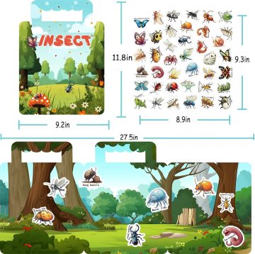 Insect Learning Stickers - Reusable Cartoon Puzzle for Kids