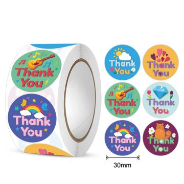 Floral Thank You Stickers Labels Round Multicolor Envelopes Wedding Decoration