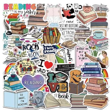 Cartoon Reading Stickers for Helmet, Wall, Desktop Decoration, DIY Pack Wholesale