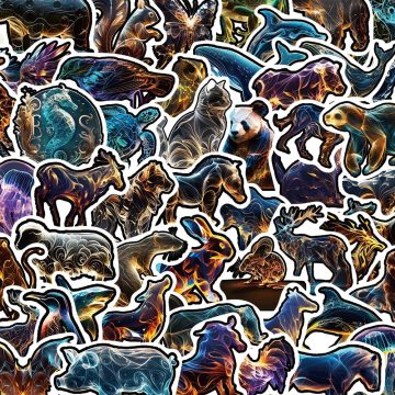 Neon Animal PVC Stickers - Waterproof Graffiti Decals for Fridge Phone Notebook