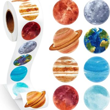 Cartoon Starry Sky Planet Circle Stickers for Gift Box and Stationery Decoration