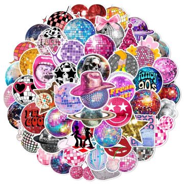 Sparkle Disco Mirror Ball Stickers - Aesthetic Party Decals for Motorcycle Laptop