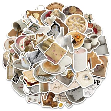 Retro Food Cartoon Stickers - Instagram Vintage Decals for Phone & Wall