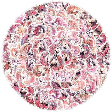 Floral Horse Animal Stickers - Cartoon Waterproof Decals for Motorcycle