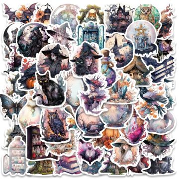 Gothic Witchy Potion Cat Stickers Tarot Boho Aesthetic Set