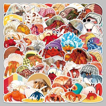 Cartoon Hermit Crab Stickers for Helmet, Wall, Desktop Decoration