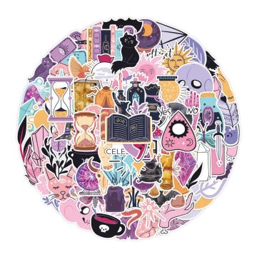 Halloween Witch and Ghost Cartoon Stickers for DIY Decor