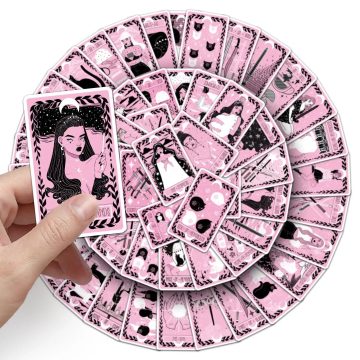 Kawaii Pink Tarot Witch Stickers Decals for DIY Skateboard Phone Notebook