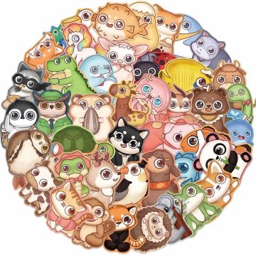 Big Eyes Animal Stickers - Retro Decals for Luggage Water Bottle