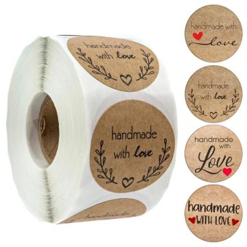 Vintage Kraft Paper Stickers Scrapbook Gift Stationery Label Handmade With Love Thank You