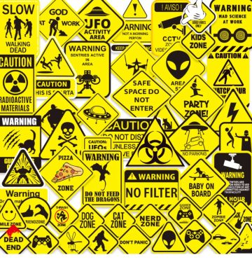 Danger Banning Sign Warning Stickers for Car Scooter Suitcase
