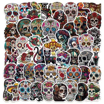 Mexico Day of the Dead Skull Stickers - Horror Graffiti Decals for Phone Laptop