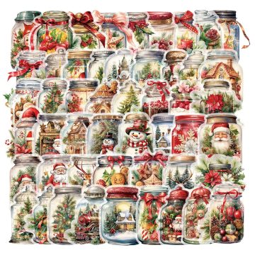 Christmas Wishing Bottle Stickers - Santa Claus Decals for Laptop Fridge