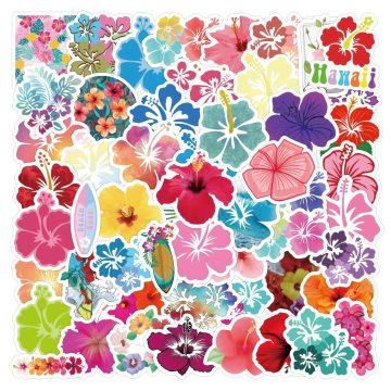 Hibiscus Flower Graffiti Stickers for Motorcycle Bicycle Laptop