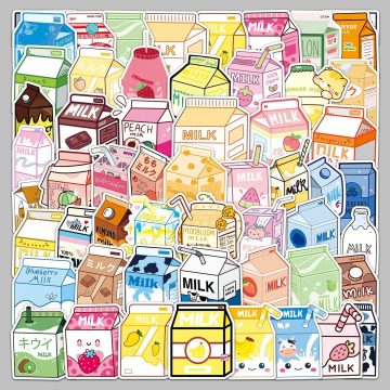 Cartoon Milk Graffiti Stickers for Helmet, Wall, DIY Decoration