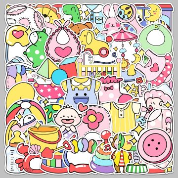 Cute Baby Cartoon Stickers for Helmet, Wall, DIY Decoration